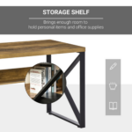 HOMCOM 120cm Computer Desk with Storage Shelf – Brown - Image 5