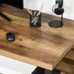 HOMCOM 120cm Computer Desk with Storage Shelf – Brown - Image 2