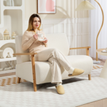 HOMCOM Small Sherpa Fabric 2 Seater Sofa Settee - Cream White - Image 7