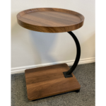 Dark Wood Effect Side Table with Castors – Modern Wheeled Bed & Sofa Table