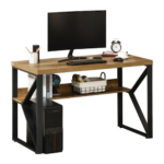 HOMCOM 120cm Computer Desk with Storage Shelf – Brown