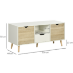 HOMCOM Modern TV Unit Cabinet Stand – Natural & White – Storage Drawer & Cabinets - Image 5