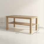 HOMCOM Coffee Table with Storage Shelf Natural Wood Effect 90cm Modern - Image 4