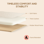 HOMCOM Small Sherpa Fabric 2 Seater Sofa Settee - Cream White - Image 4