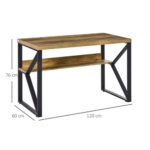 HOMCOM 120cm Computer Desk with Storage Shelf – Brown - Image 6