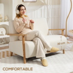 HOMCOM Small Sherpa Fabric 2 Seater Sofa Settee - Cream White - Image 2