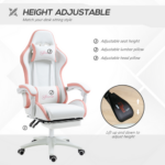 Vinsetto Gaming Chair Pink Reclining Racing Chair Footrest PU Leather 120kg - Image 8