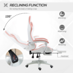 Vinsetto Gaming Chair Pink Reclining Racing Chair Footrest PU Leather 120kg - Image 6