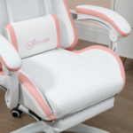 Vinsetto Gaming Chair Pink Reclining Racing Chair Footrest PU Leather 120kg - Image 3